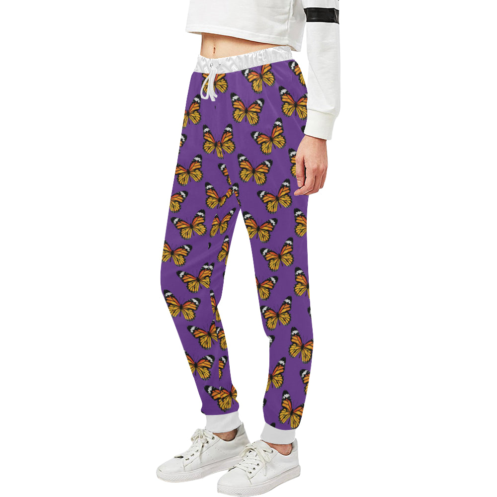 Monarch Butterfly Purple Print Pattern Unisex Sweatpants