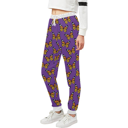 Monarch Butterfly Purple Print Pattern Unisex Sweatpants