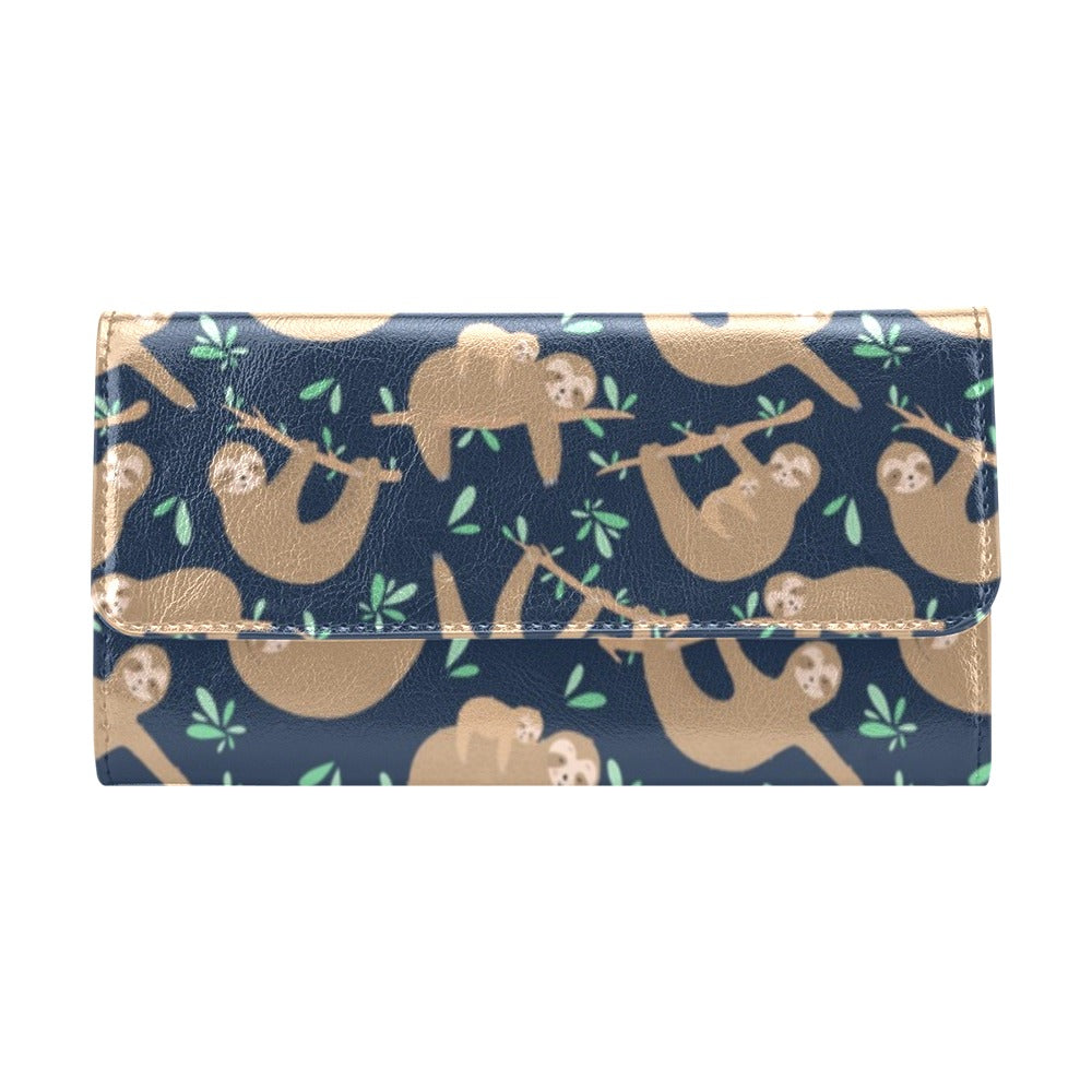 Sloth Print Design LKS307 Women's Trifold Wallet