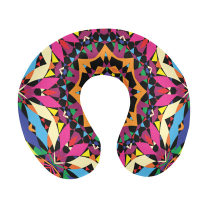 Kaleidoscope Pattern Print Design 02 U-Shaped Travel Neck Pillow