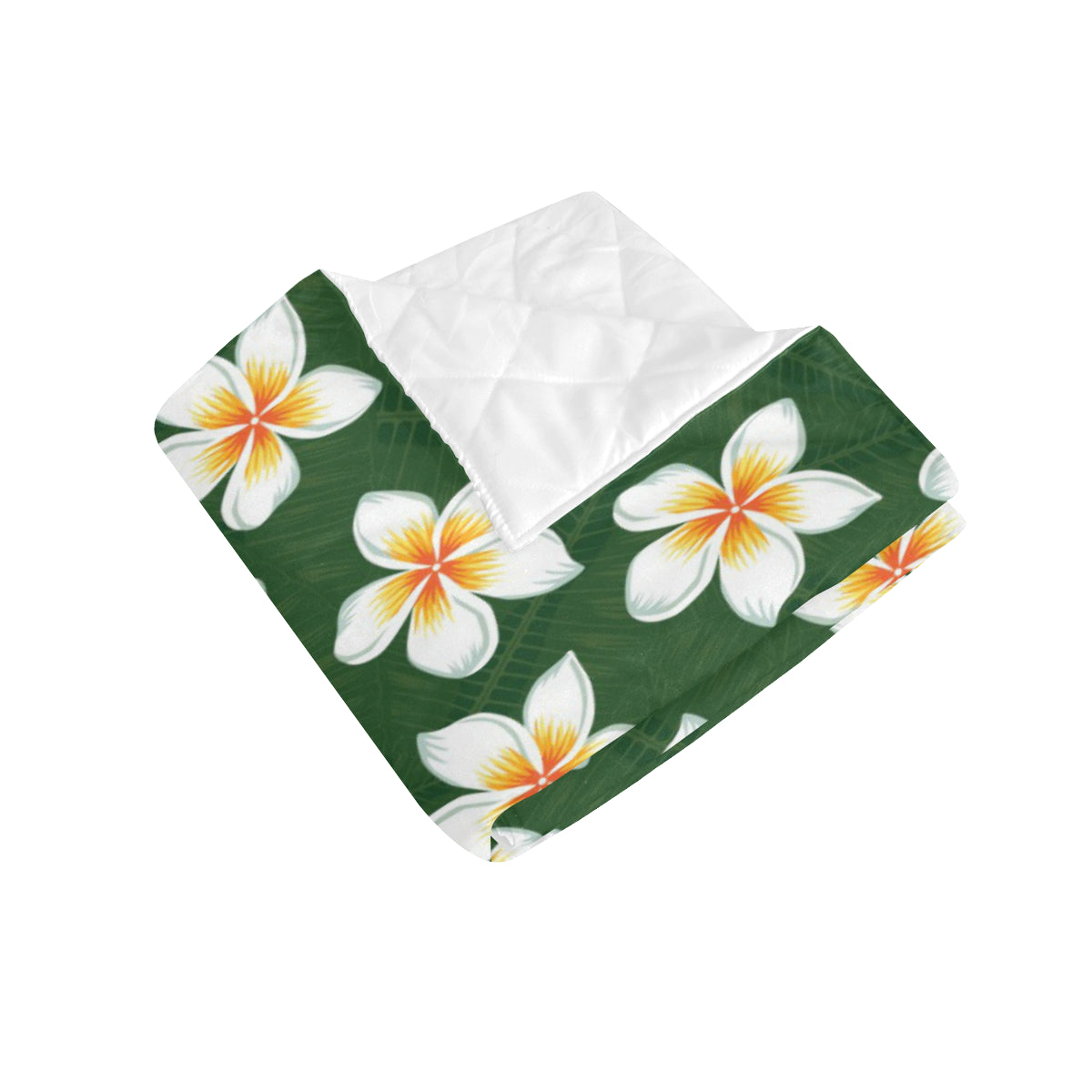 White Plumeria Pattern Print Design PM020 Premium Quilt