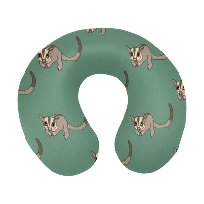 Sugar Glider Pattern Print Design 01 U-Shaped Travel Neck Pillow