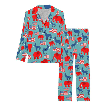 Donkey Red Elephant Pattern Print Design 03 Women's Long Pajama Set