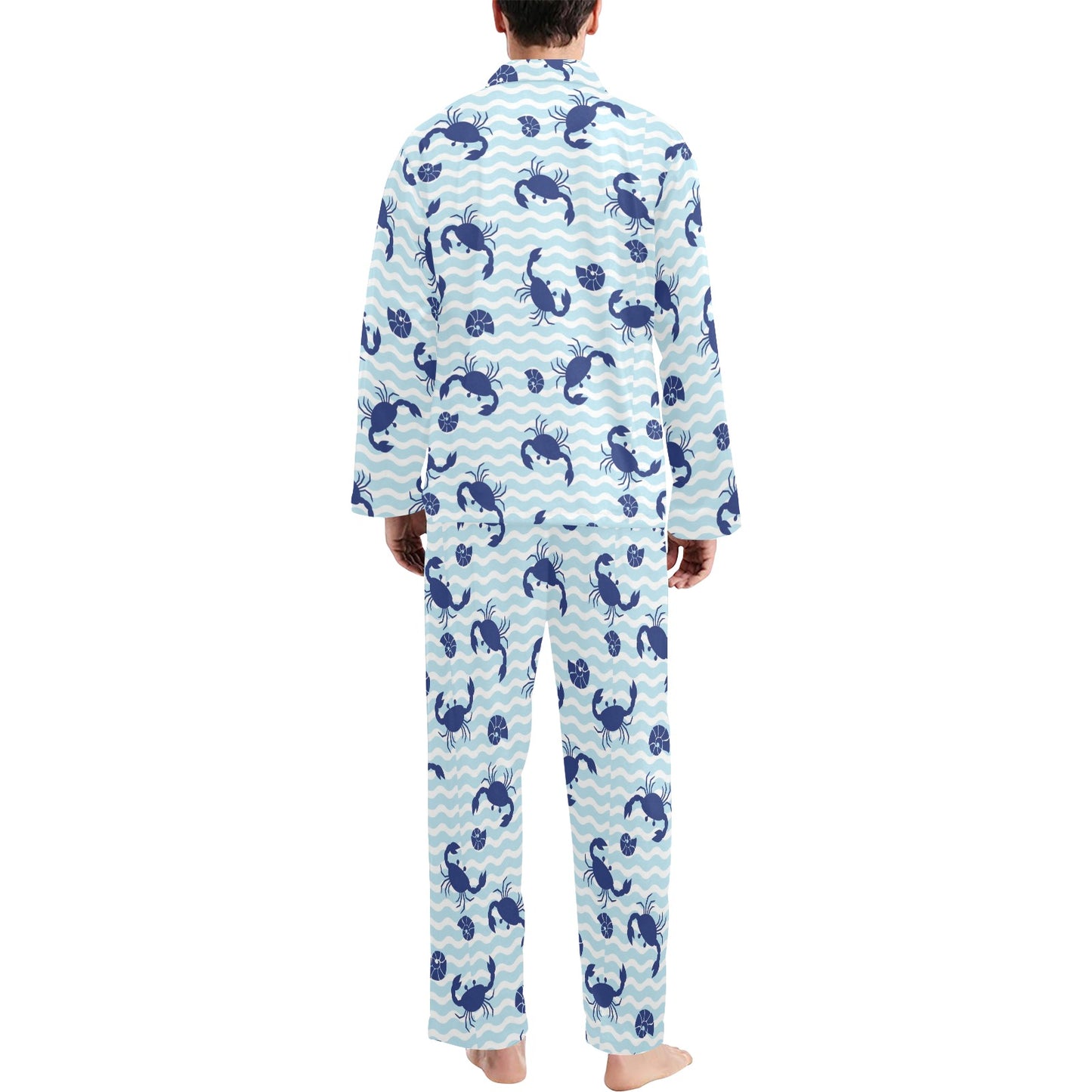 Crab Pattern Print Design 04 Men's Long Pajama Set
