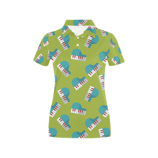 Piano Pattern Print Design 03 Women's Polo Shirt
