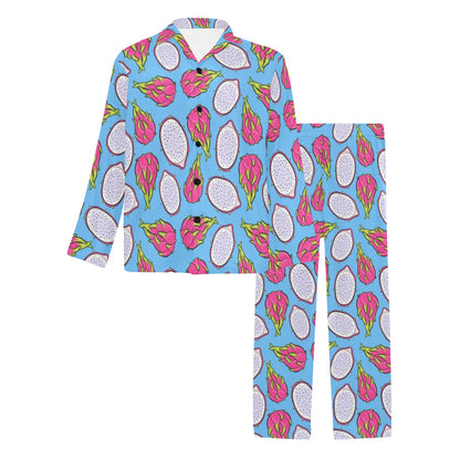 Dragonfruit Pattern Print Design DF04 Men's Long Pajama Set