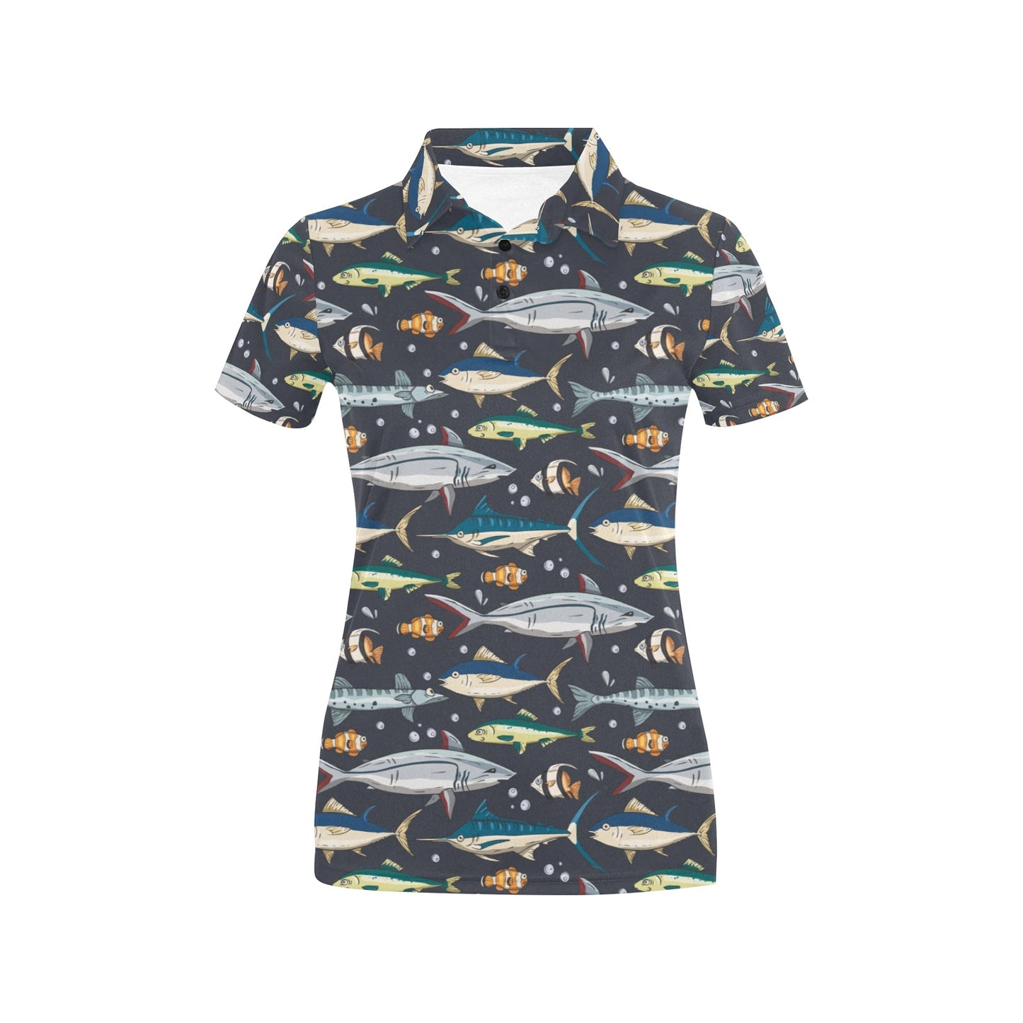 Swordfish Pattern Print Design 04 Women's Polo Shirt