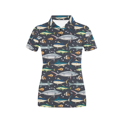 Swordfish Pattern Print Design 04 Women's Polo Shirt