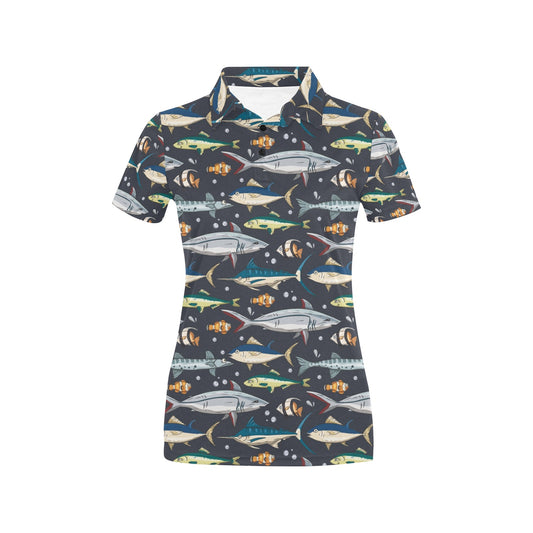 Swordfish Pattern Print Design 04 Women's Polo Shirt