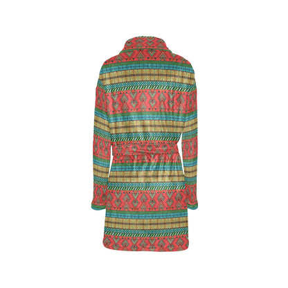 African Colorful Zigzag Print Pattern Women's Fleece Robe
