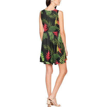 Bird Of Paradise Pattern Print Design BOP010 Sleeveless Dress