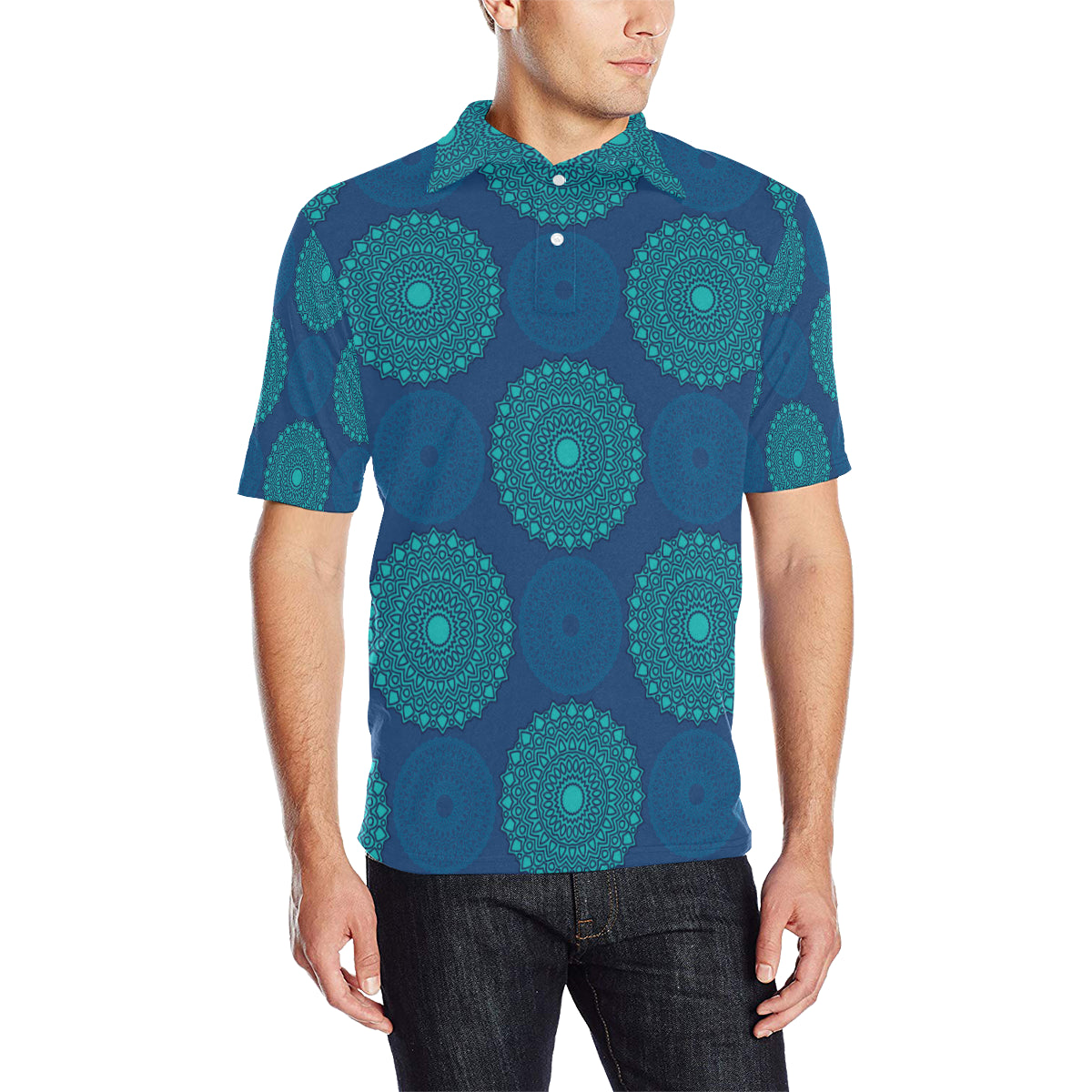 Medallion Pattern Print Design 04 Men Polo Shirt