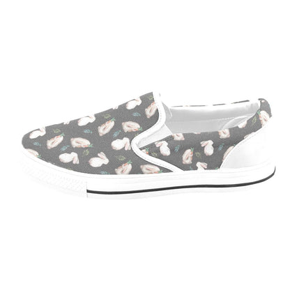 Rabbit Print Design LKS402 White Slip Ons Canvas Women's Shoes