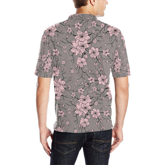 Cherry Blossom Pattern Print Design CB05 Men Polo Shirt