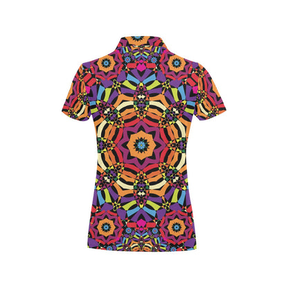 Kaleidoscope Pattern Print Design 01 Women's Polo Shirt