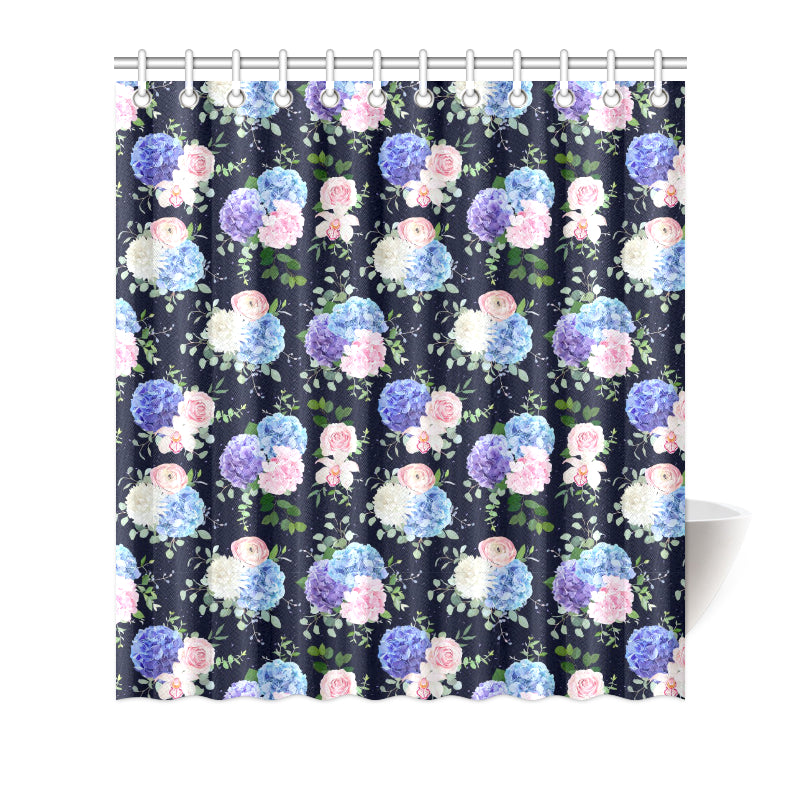 Hydrangea Pattern Print Design HD01 Shower Curtain