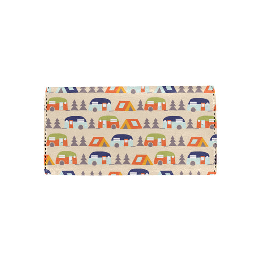 Camper Tent Pattern Print Design 03 Women's Trifold Wallet