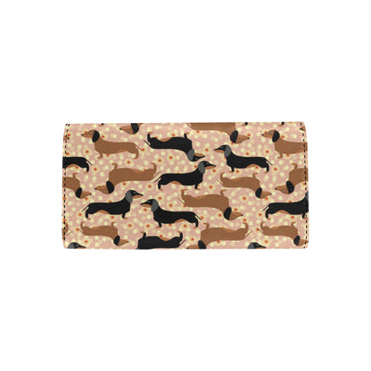Dachshund Pattern Print Design 011 Women's Trifold Wallet