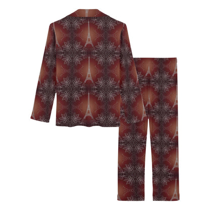 Eiffel Tower Drawing Print Women's Long Pajama Set