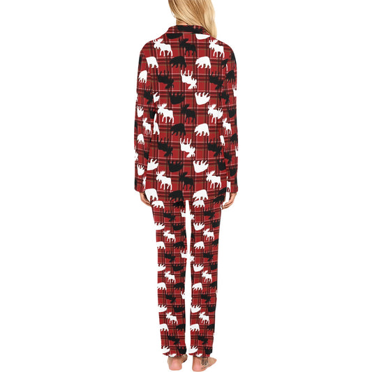 Moose Print Design LKS401 Women's Long Pajama Set