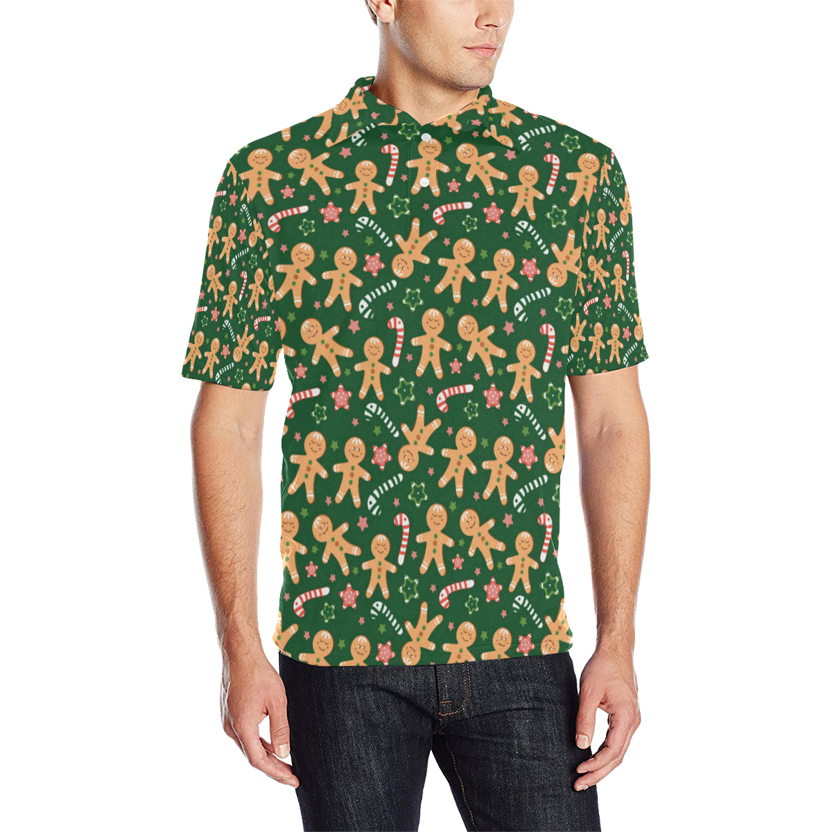 Gingerbread Pattern Print Design 04 Men Polo Shirt
