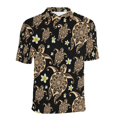 Turtle Polynesian Tribal Hawaiian Men Polo Shirt