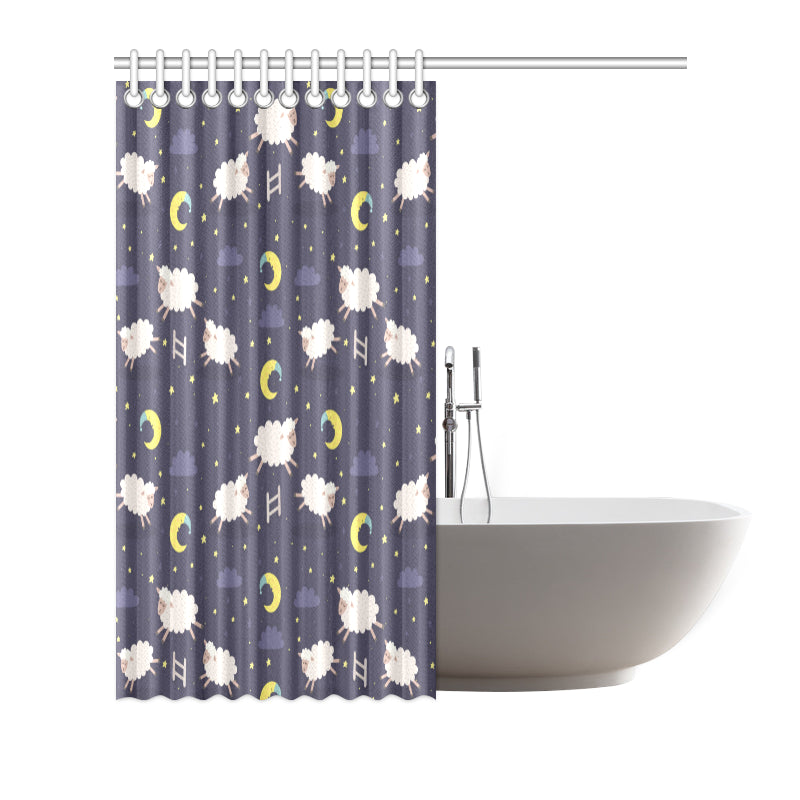 Sheep Night Pattern Print Design 02 Shower Curtain