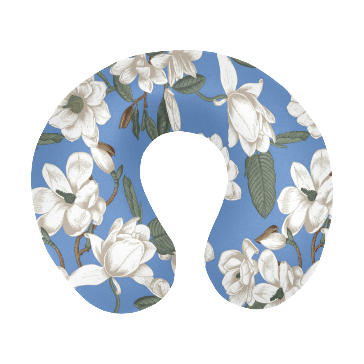 Magnolia Pattern Print Design 01 U-Shaped Travel Neck Pillow