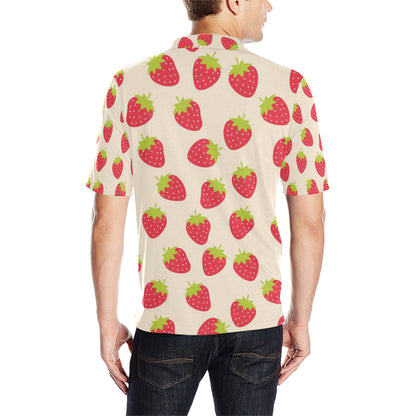 Strawberry Pattern Print Design SB02 Men Polo Shirt