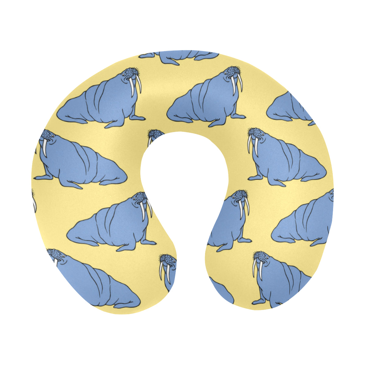 Walrus Pattern Print Design 02 U-Shaped Travel Neck Pillow