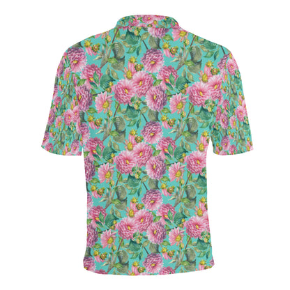 Dahlia Pattern Print Design DH07 Men Polo Shirt
