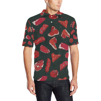 Meat Pattern Print Design 01 Men Polo Shirt