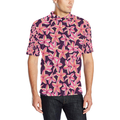 Purple Plumeria Pattern Print Design PM010 Men Polo Shirt
