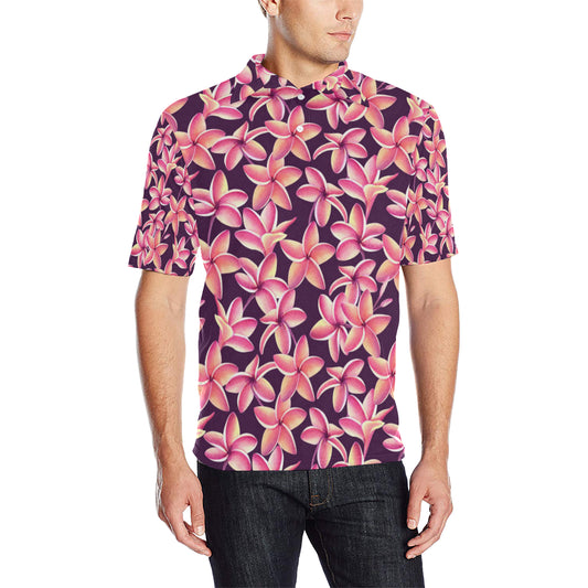Purple Plumeria Pattern Print Design PM010 Men Polo Shirt