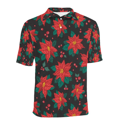Poinsettia Pattern Print Design POT07 Men Polo Shirt