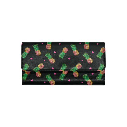 Neon Pineapple Pattern Print Design A04 Women's Trifold Wallet