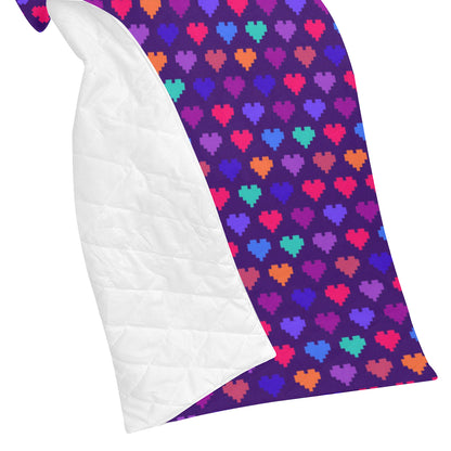 Heart Pixel Pattern Print Design HE03 Premium Quilt