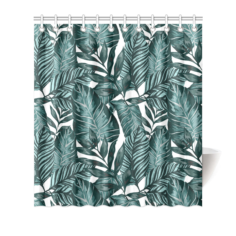 Tropical Palm Leaves Pattern Shower Curtain