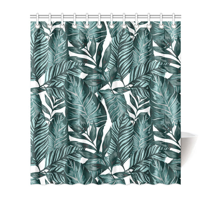 Tropical Palm Leaves Pattern Shower Curtain