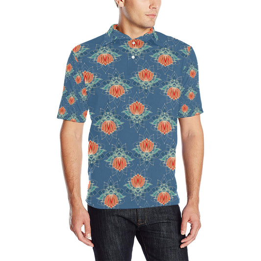 lotus Boho Pattern Print Design LO07 Men Polo Shirt