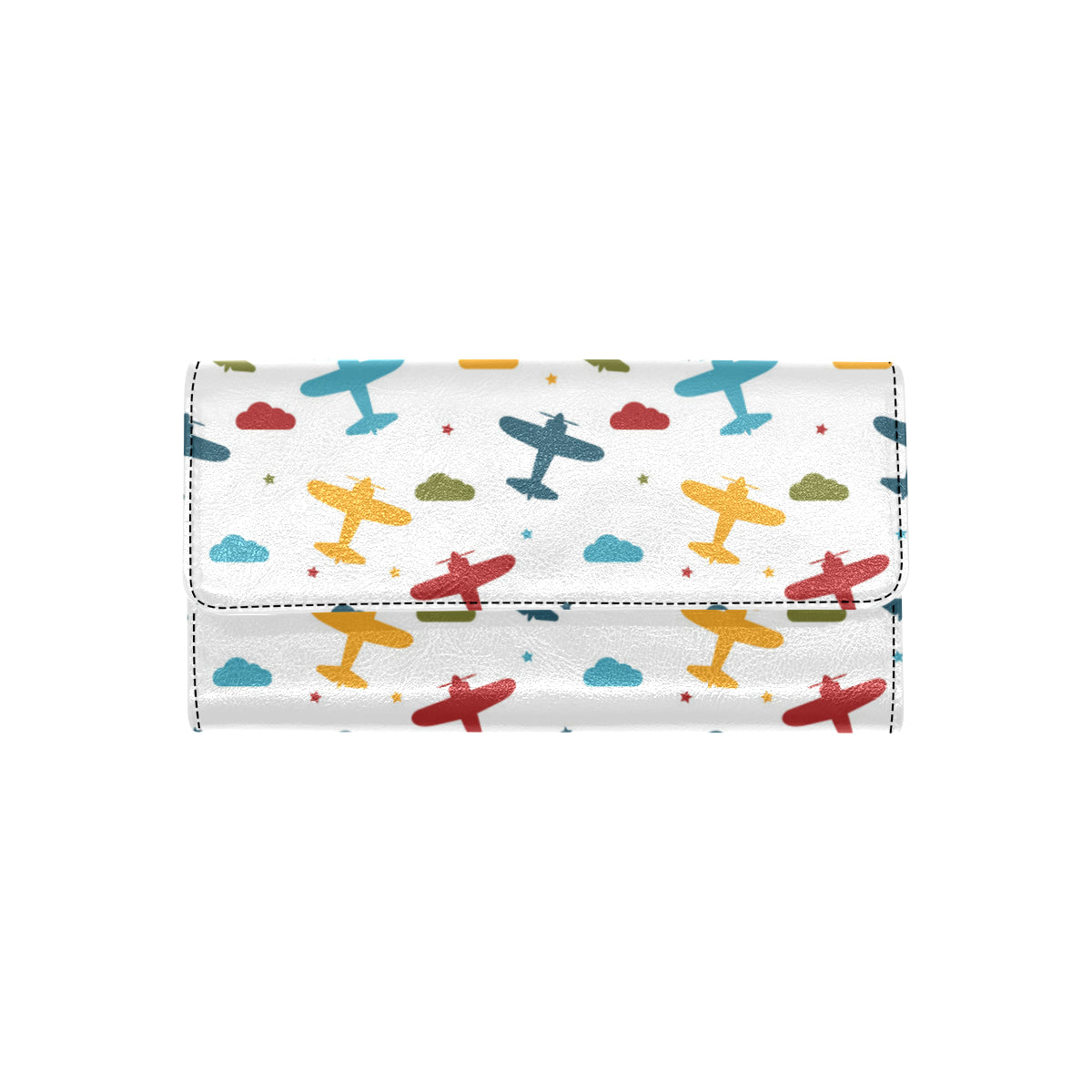 Airplane Pattern Print Design 06 Women's Trifold Wallet