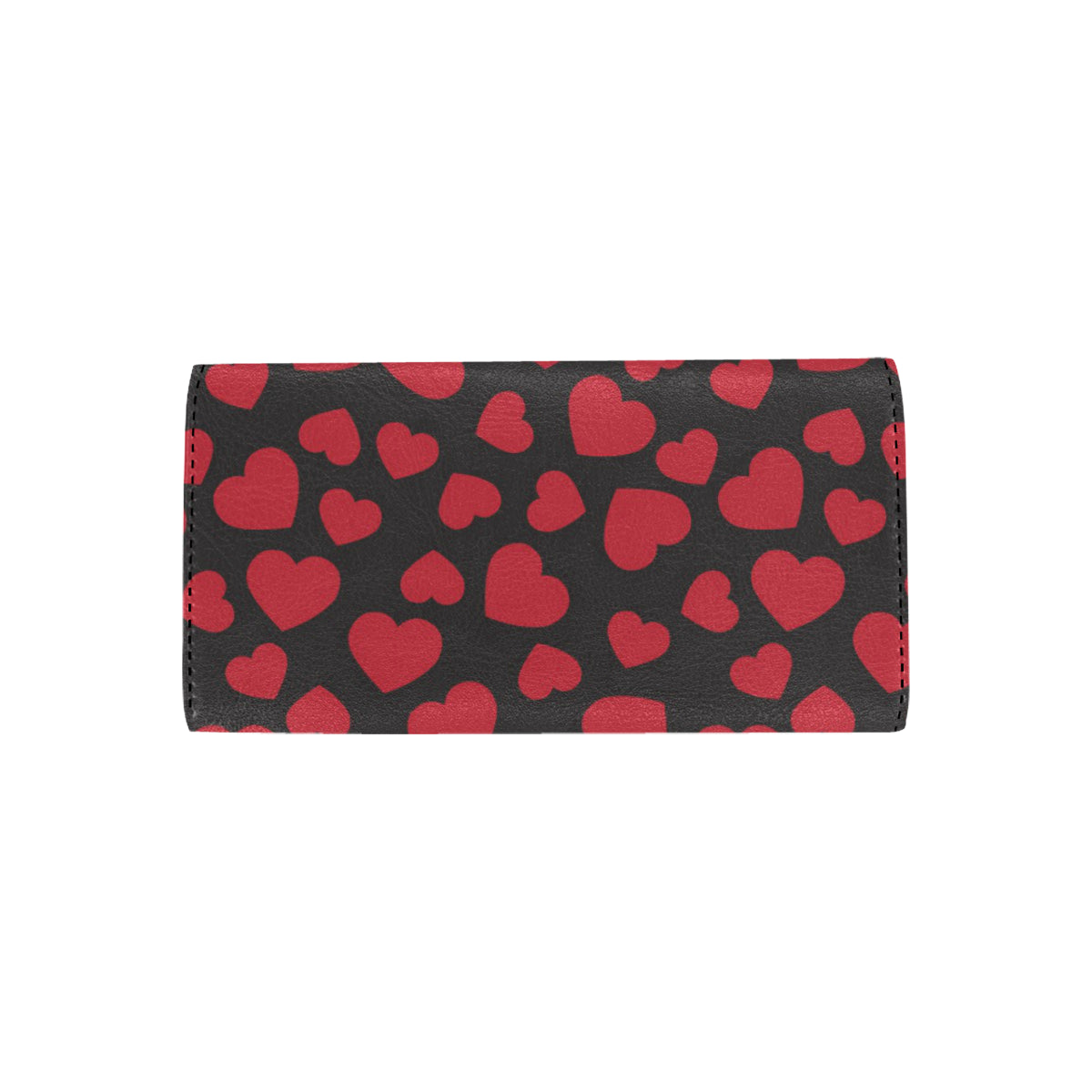 Heart Red Pattern Print Design HE01 Women's Trifold Wallet