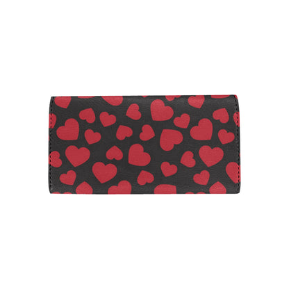 Heart Red Pattern Print Design HE01 Women's Trifold Wallet