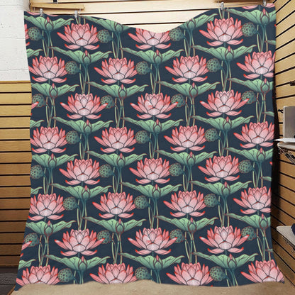 Water Lily Pattern Print Design WL03 Premium Quilt