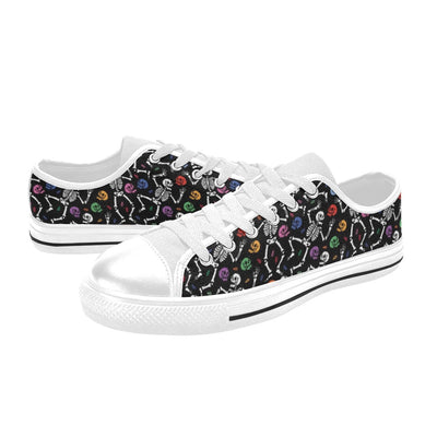 Skeleton Print Design LKS307 Women's White Low Top Shoes