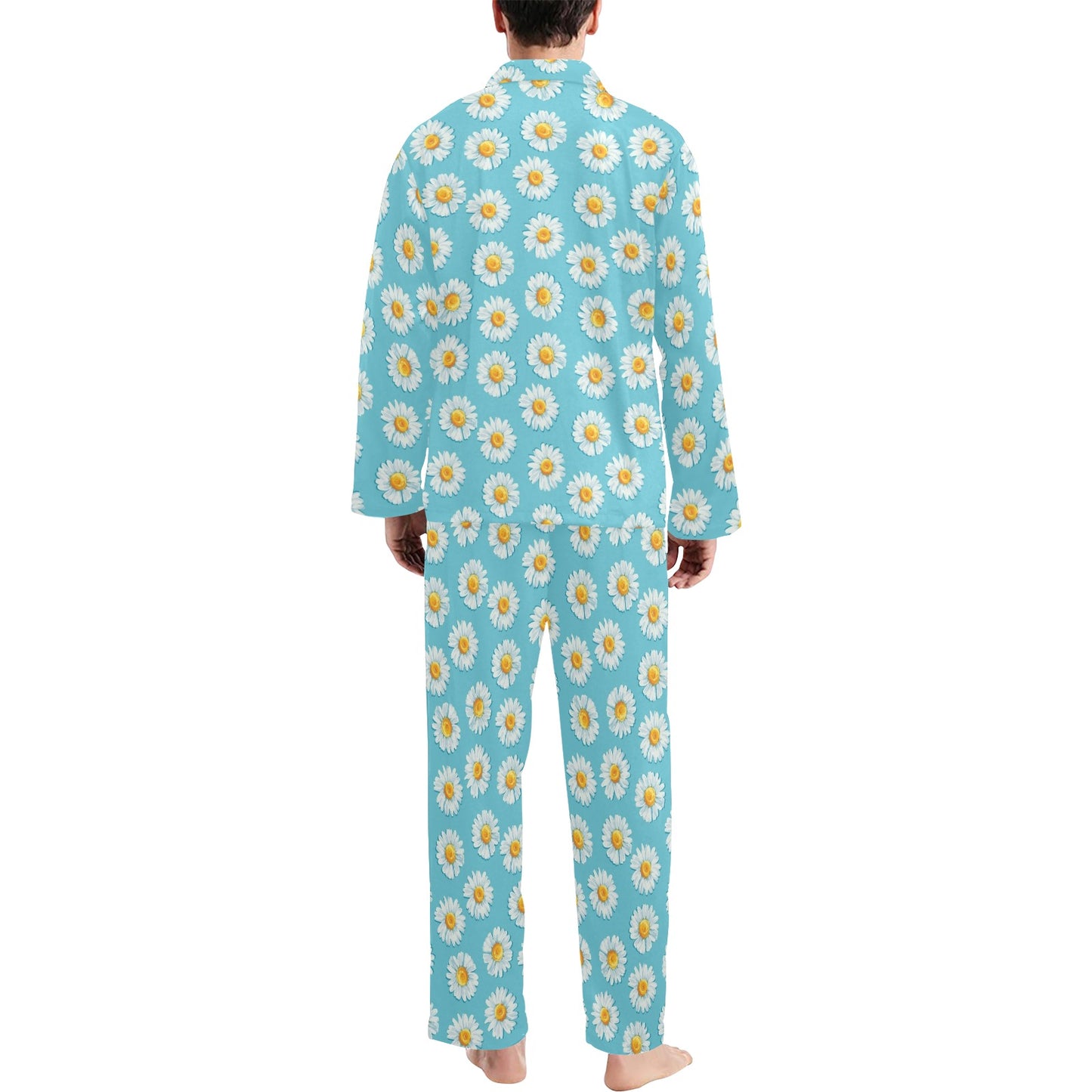 Daisy Pattern Print Design DS03 Men's Long Pajama Set