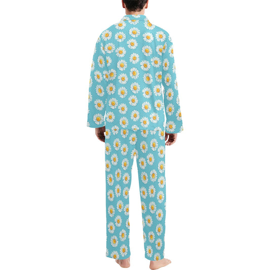 Daisy Pattern Print Design DS03 Men's Long Pajama Set