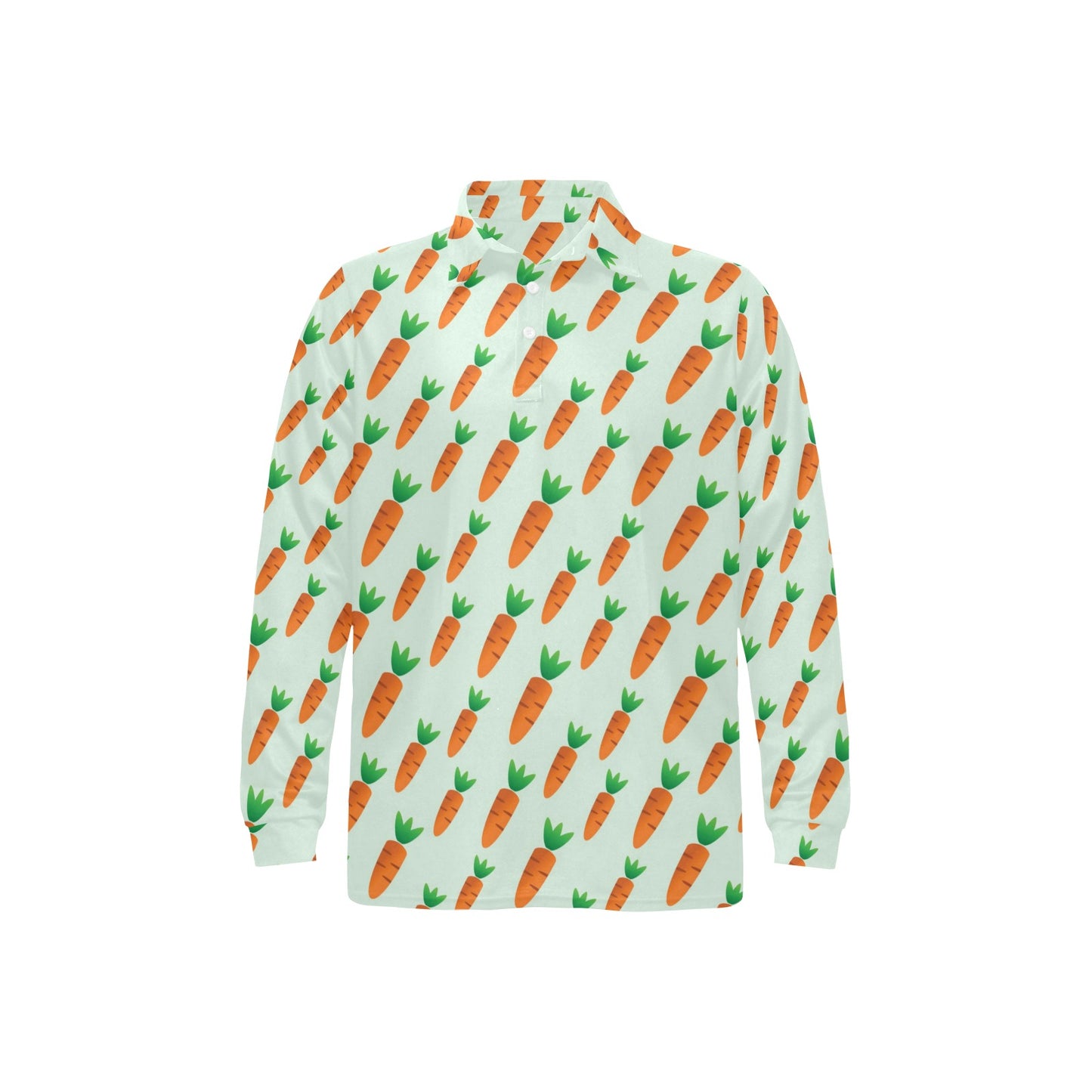 Carrot Pattern Print Design 05 Long Sleeve Polo Shirt For Men's