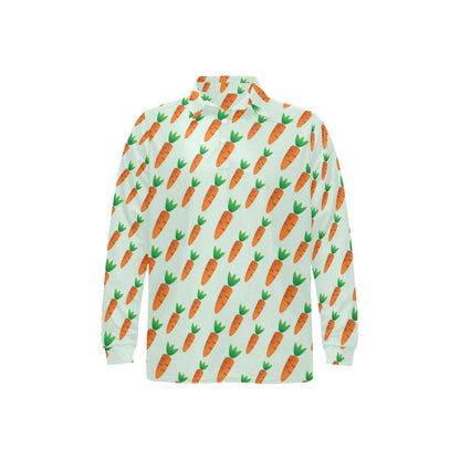 Carrot Pattern Print Design 05 Long Sleeve Polo Shirt For Men's