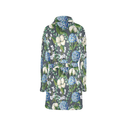 Hydrangea Pattern Print Design 02 Women's Fleece Robe